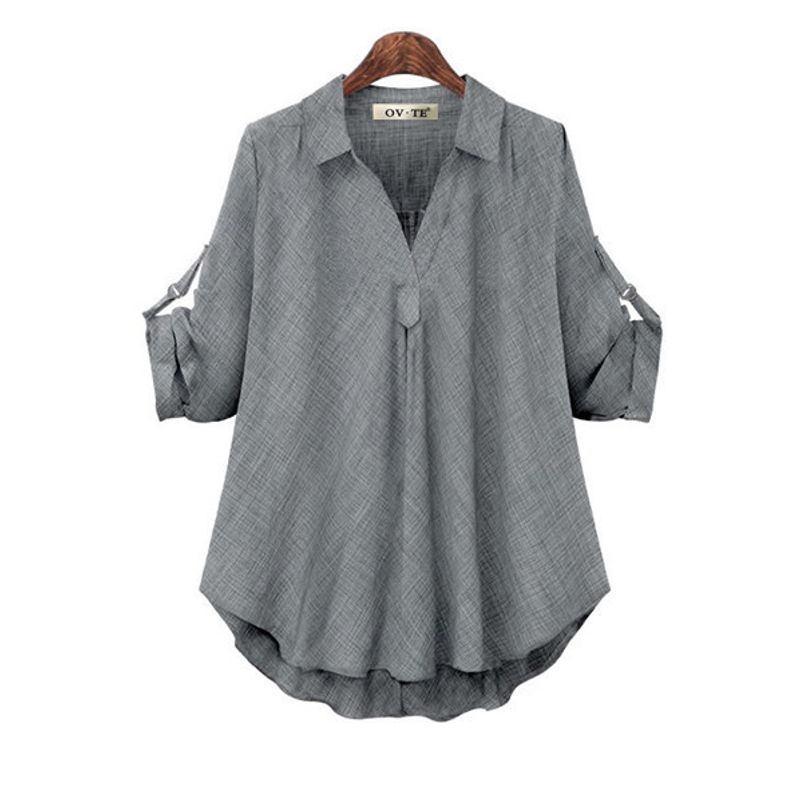 

Fashion Export Spring and Autumn New plus Size Loose Shirt Gray 3XL