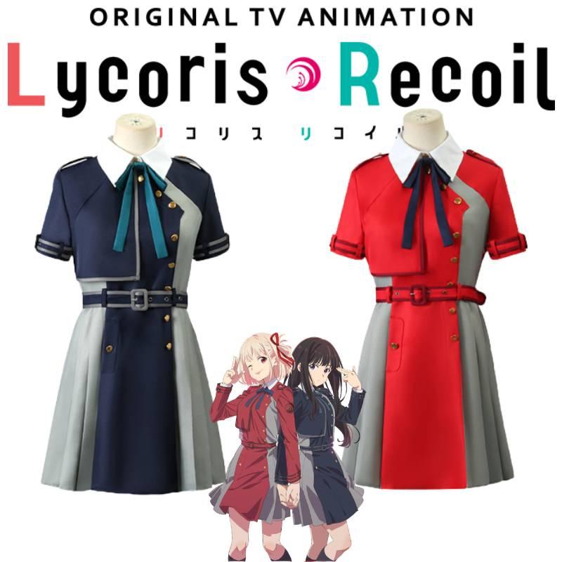 Lycoris Recoil Chisato Nishikigi Takinai Cosplay Kleidung – Kurzer Rock Kurzarm