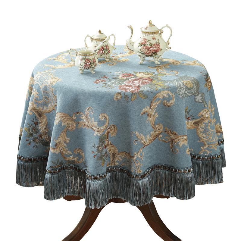 European Style Flower Tassel Tablecloth Thicken Chenille Rectangular Table Cover Round Dining Table Coffee Cloth Dust-proof
