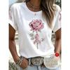 Maglietta da donna rosa con nastro awareness cancro al seno stile strass a forma di rosa