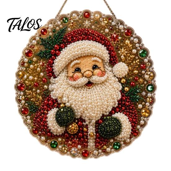 Holiday Party Crafting Accessories Christmas Faux Pearl Painting Hanging Ornament Kit, DIY 3D Beads Multi Layered Bead Art Craft, Acrylic Gem