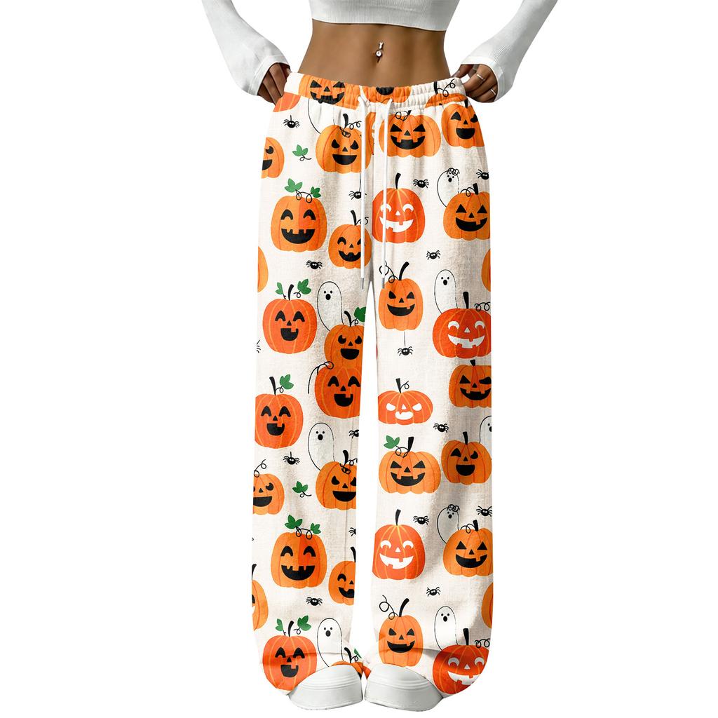 Women's Halloween Flannel Pajama Pants Straight Leg Holiday Loungewear Sleepwear