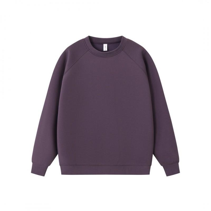 Heavyweight 380g Solid Color Crewneck Raglan Sleeve Hoodie Unisex Oversized Casual Sweatshirt