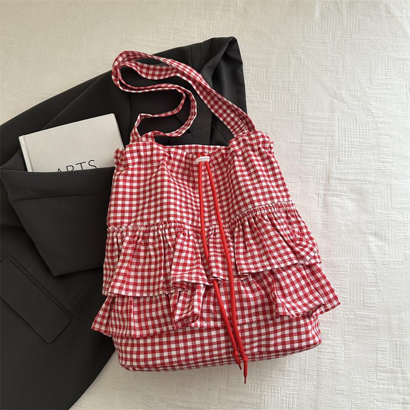 2025 fashionable and popular plaid commuter simple tote bag underarm bag large capacity shoulder bag