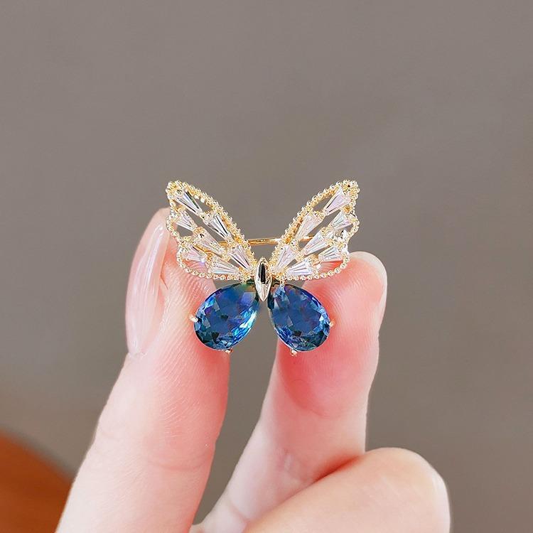Fashion Jewelry Brooches Pins Lovely Crystal Rhinestone Butterfly Brooch For Women Collar Pin Suit Coat Accessories PD1865