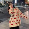 Autumn 2023 Girls' Sweet Red Cherry Sweater - Japanese Style, Loose Fit, Long Sleeve