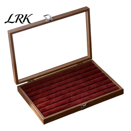 Jewelry Box with Partitions Ring Storage Box, Durable Wood Compartmentalized Design, Soft Neat And Orderly Velvet Interior Multi-grid Organizer,