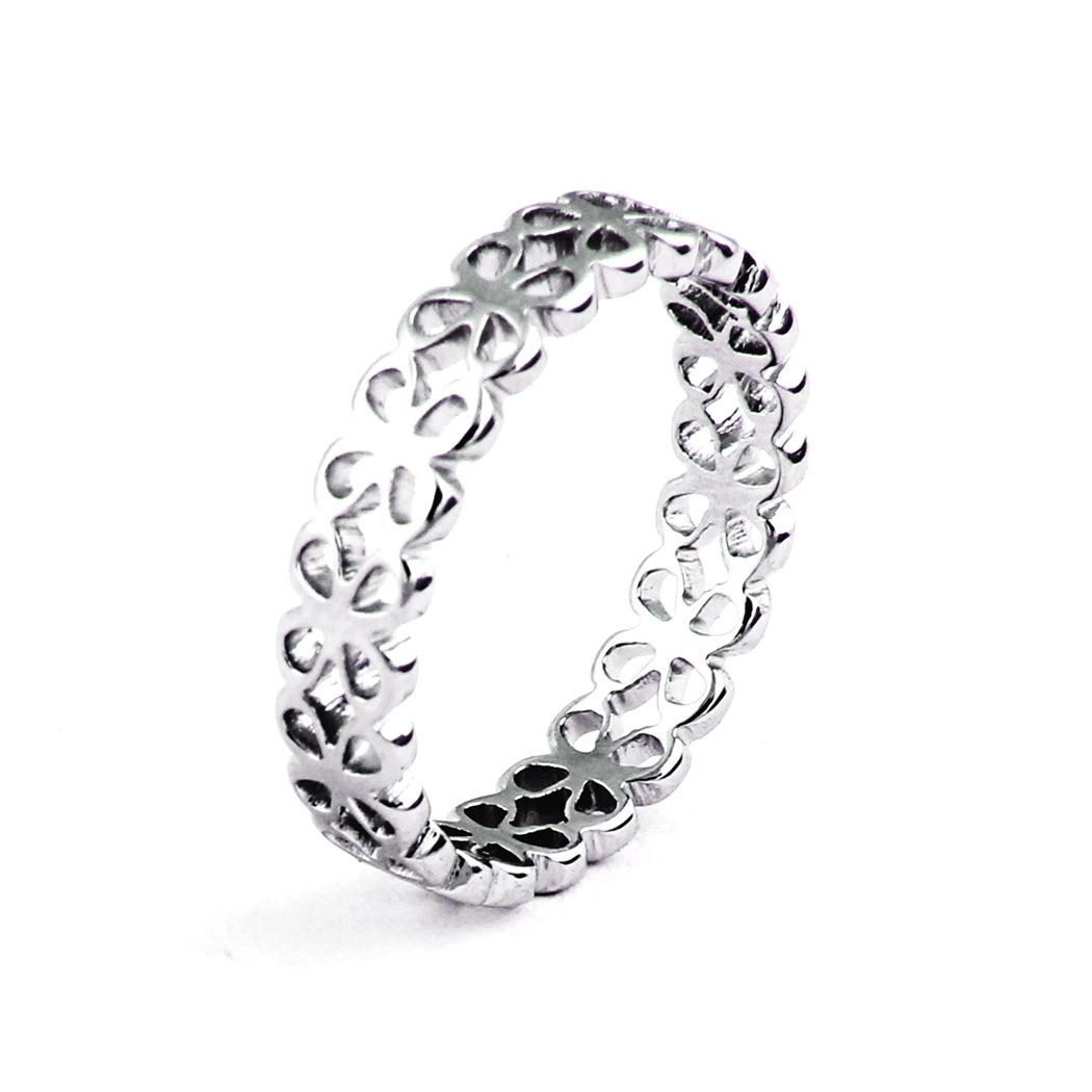 Cross 5MM Four-Leaf Clover Hollow Couple Ring, Simple Versatile, Rose Gold, Hot Selling Size 6