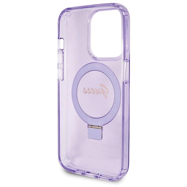 Guess Guhmp14Lhrsgsu Iphone 14 Pro 6.1 Fioletowy/Purple Hardcase Ring Stand Script Glitter Magsafe