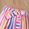 Girls 2 Piece Outfit 1-8Y Pink Sleeveless Tank Top with Striped Shorts Set Kids Summer Floral Clothing Sets