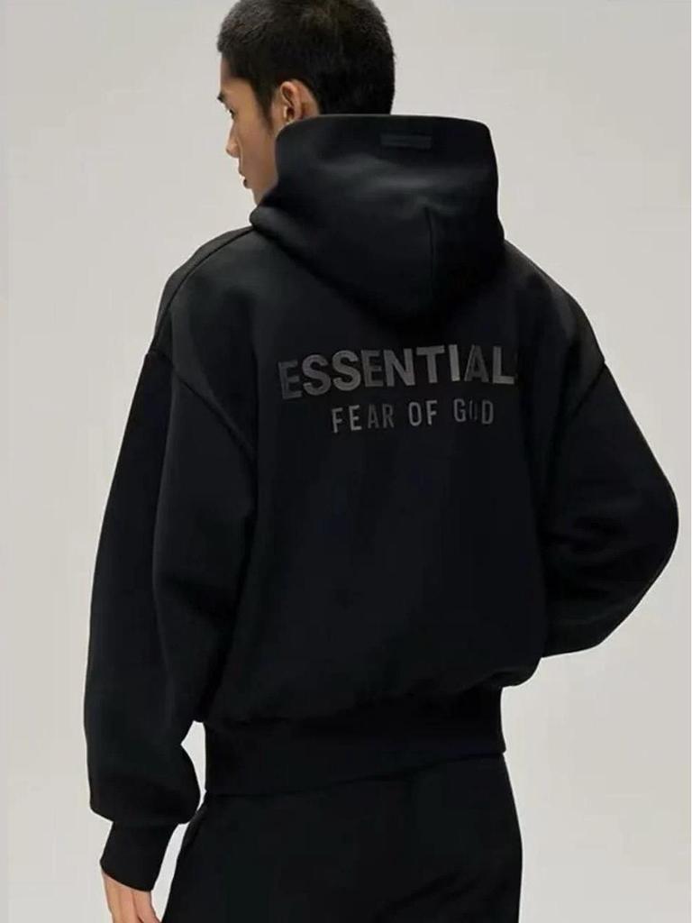 2025 Podzim/Zima Unisex High-End FOG Česaná Laserový Silikonový Potisk Mikina s Kapucí Svetr
