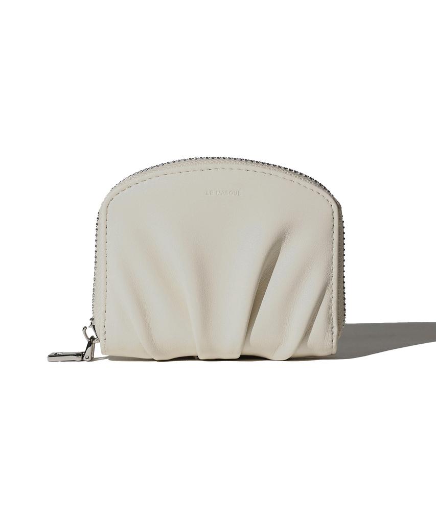 Lemasque Dough Zipper Coin Card Holder Cream White