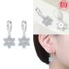 Authentic copper Fourleaf Shamrock Colored Earring Blue Zircon Snowflake Key Lock Earring Jewellery Fine Anniversary Gift Set