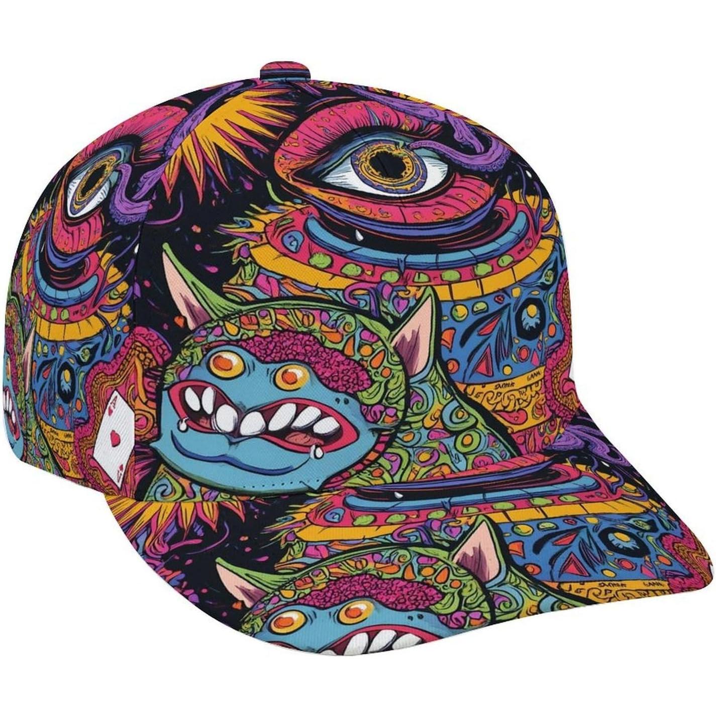 Freedom Outdoors Women's Vibrant Psychedelic Monster Soft Baseball Cap Quick Dry Summer Trucker Cap Sun Hat Mens Running Fishing Cm