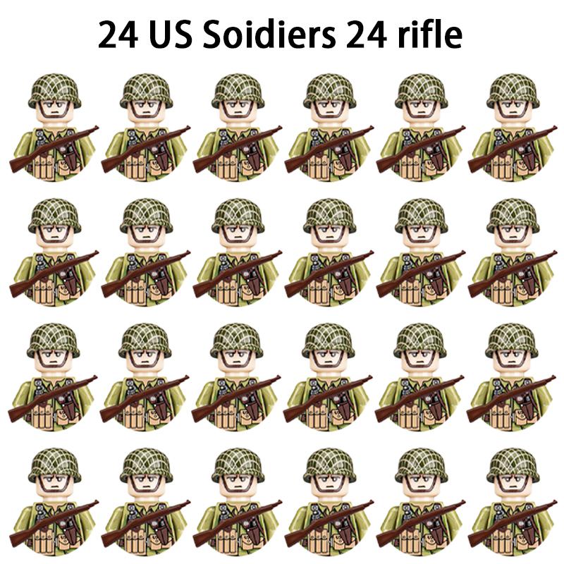 24 ks/šarže Postavičky vojáků WW2 Stavebnice vojáků WW2 Stavebnice postaviček vojáků Dětské sváteční dárkové hračky