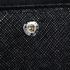 Prada Saffiano Enamel Metal Triangle Logo Snap Closure Natural Leather Wallet Women's Black