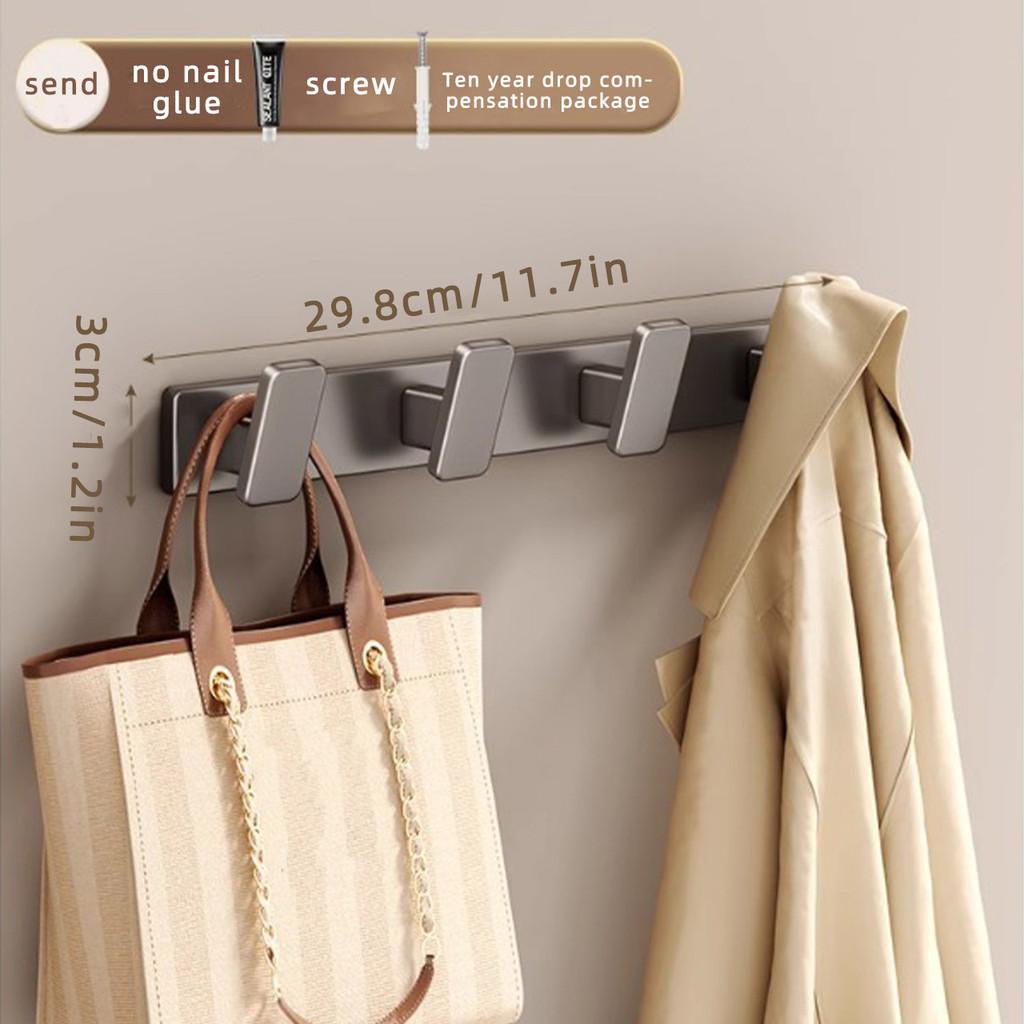 Aluminum Wall Mounted Multi-Hook Durable Rack for Wall and Door Home Organizers Space Saver