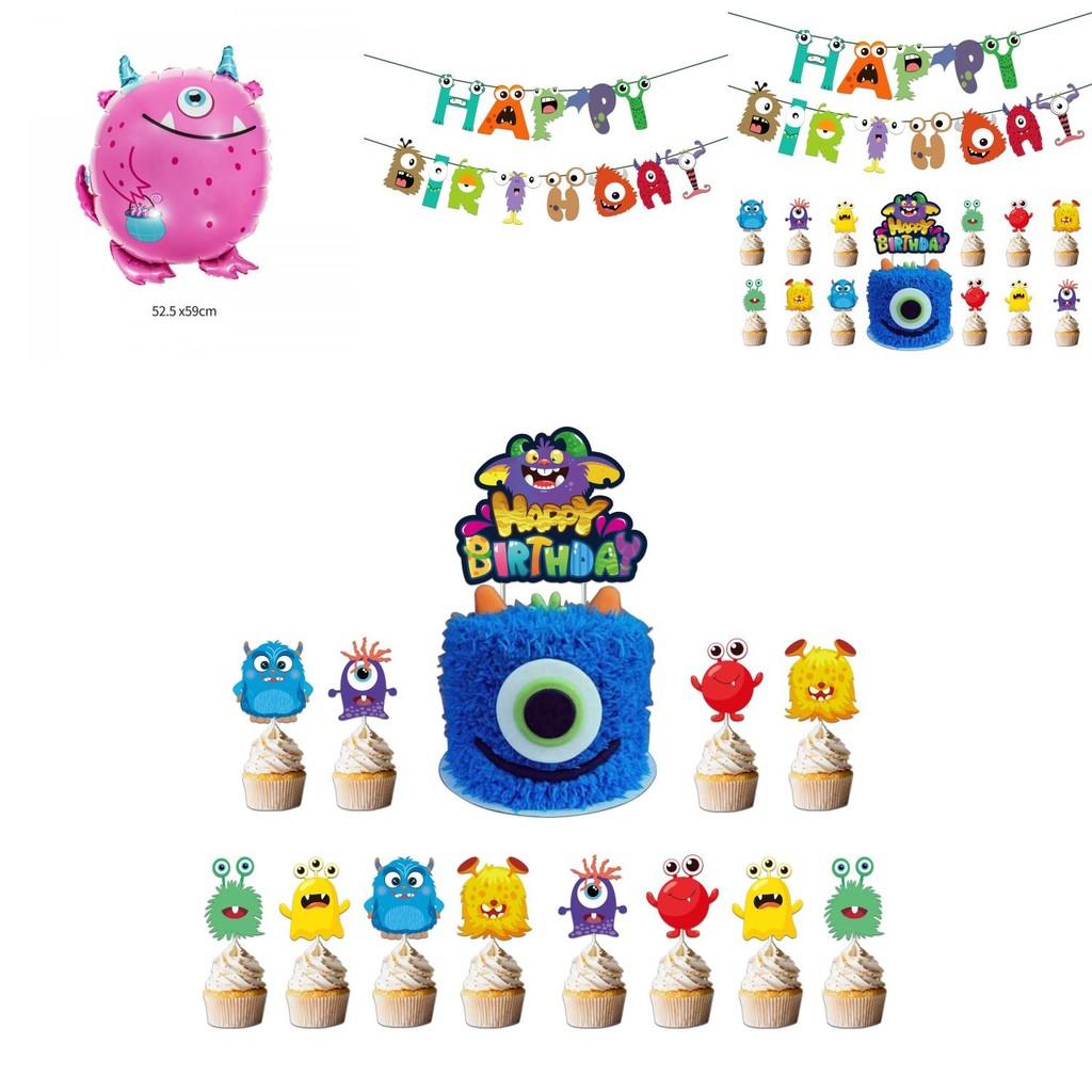 Colorful Cartoon Monster Et Alien Maggie Balloon Party Decor Banner Cake Topper For Birthday Supplies