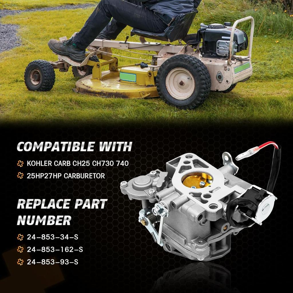 Carburetor For Kohler Command Fuel Pump & Gasket Ch25 Ch730 740 25Hp 27Hp. Replaces Part Numbers: 24-853-34-S 24-853-162-S 24-853-93-S 24 853 34#