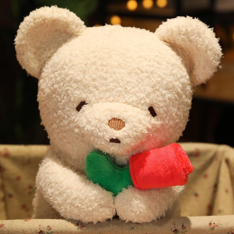 Precioso oso de peluche, conejo, gato, flores, juguetes de peluche, muñecos de animales Kawaii, almohada rellena, regalo de San Valentín para niñas