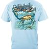 Crab And Star Fish Fishing 100 Cotton Carolina Blue TShirt