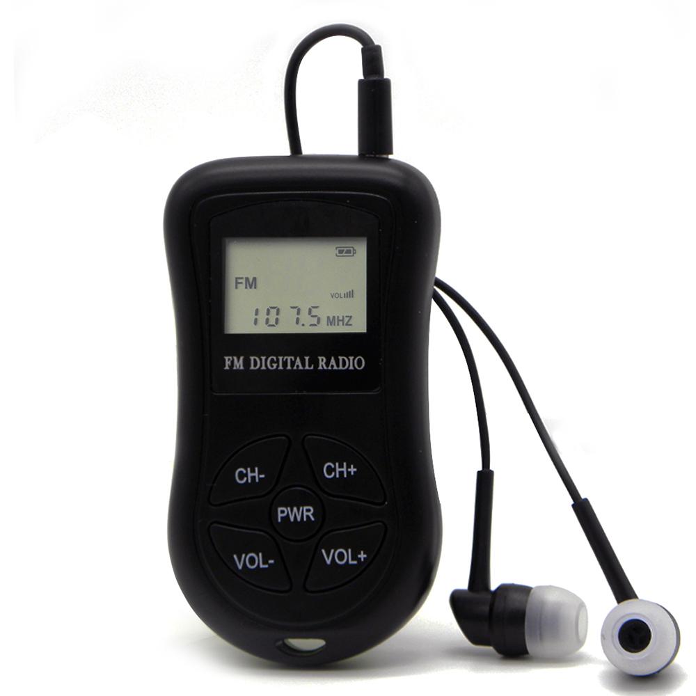 LCD Display Personal Mini Digital FM Radio with Earphone Lanyard Portable Digital FM Radio continuous be used for 50 - 60 hours