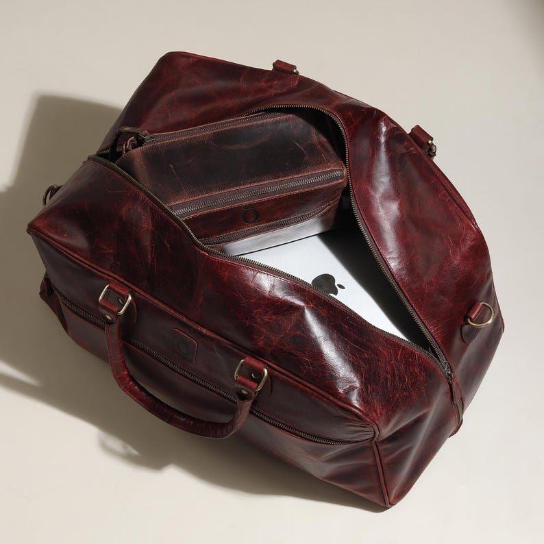 Full Grain Leather Weekender Bag: Handmade Duffle, Carry-on Holdall