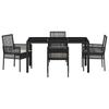 Garden Dining Set 5 pcs Black Poly Rattan