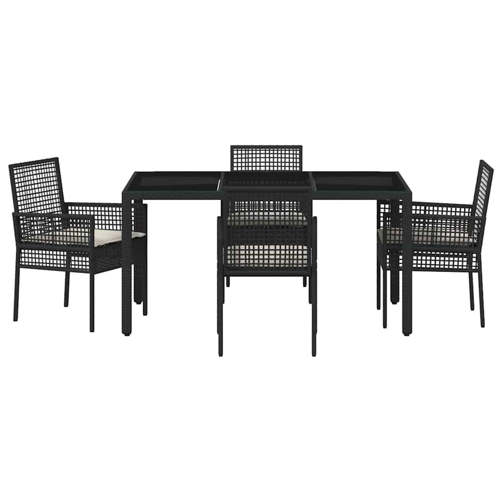 Garden Dining Set 5 pcs Black Poly Rattan
