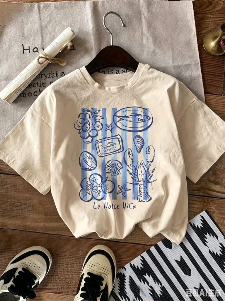 Glissea La Dolce Vita Graphic Tshirt Aesthetic Sweet Life Unisex Tshirt Suitable For Foodies Seafood Lovers Coastal Vacation