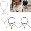 Chunky-Heart Choker Necklace Big Heart Pendant Tie-up Choker Necklace Adjustable Chain for Women Teen Girls Y2K Jewelry