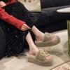 Wear Versatile Warm Winter Slippers Women Outer Velvet Cotton Winter Slippers Thick Bottom Word with Velvet Slippers Women