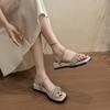 Beautiful rhinestone two wearing sandals women's new models with skirts thick-soled wedges high heels cool slippers women's summer wear