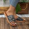 2025 summer new leopard print soft bottom casual one-word with set toes European and American fashion personalized women's slippers