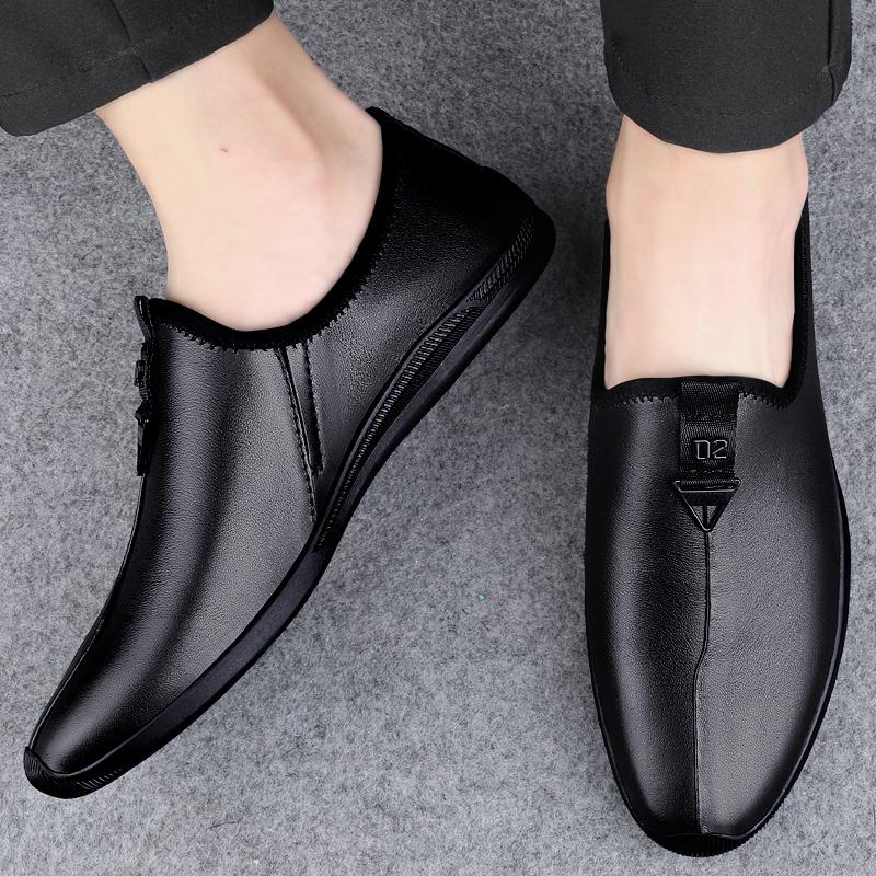 Fashion Luxury Brand Spring Loafers Adult Men Genuine Leather Business Dress Leather Shoes Pointed Soft Soled Comfortable Wedding Shoes