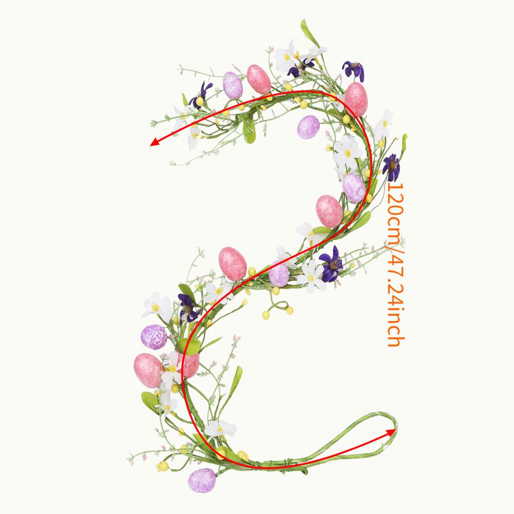 Easter Garland Artificial Floral Spring Garland With Foam Eggs Flowers For Mantle Fireplace Easter Party Home Outdoor Decor