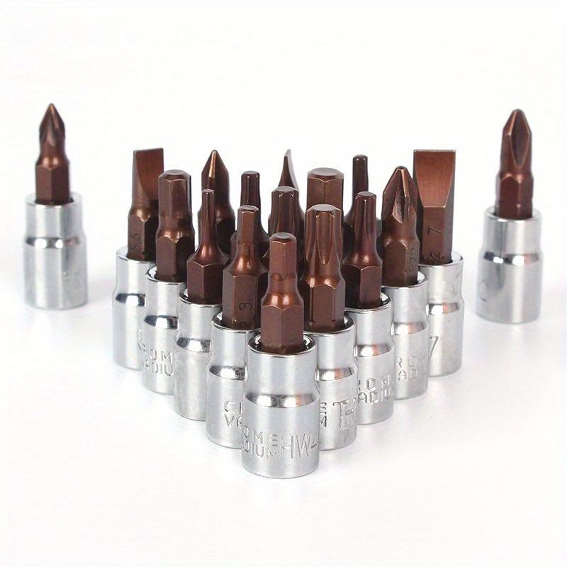 6pcs 1/4 Inch S2 Drive Hex Bit Sockets Set H3 H4 H5 H6 H7 H8 Metric Screwdriver Bit Sockets Hand Tools Socket Joint Hexagonal