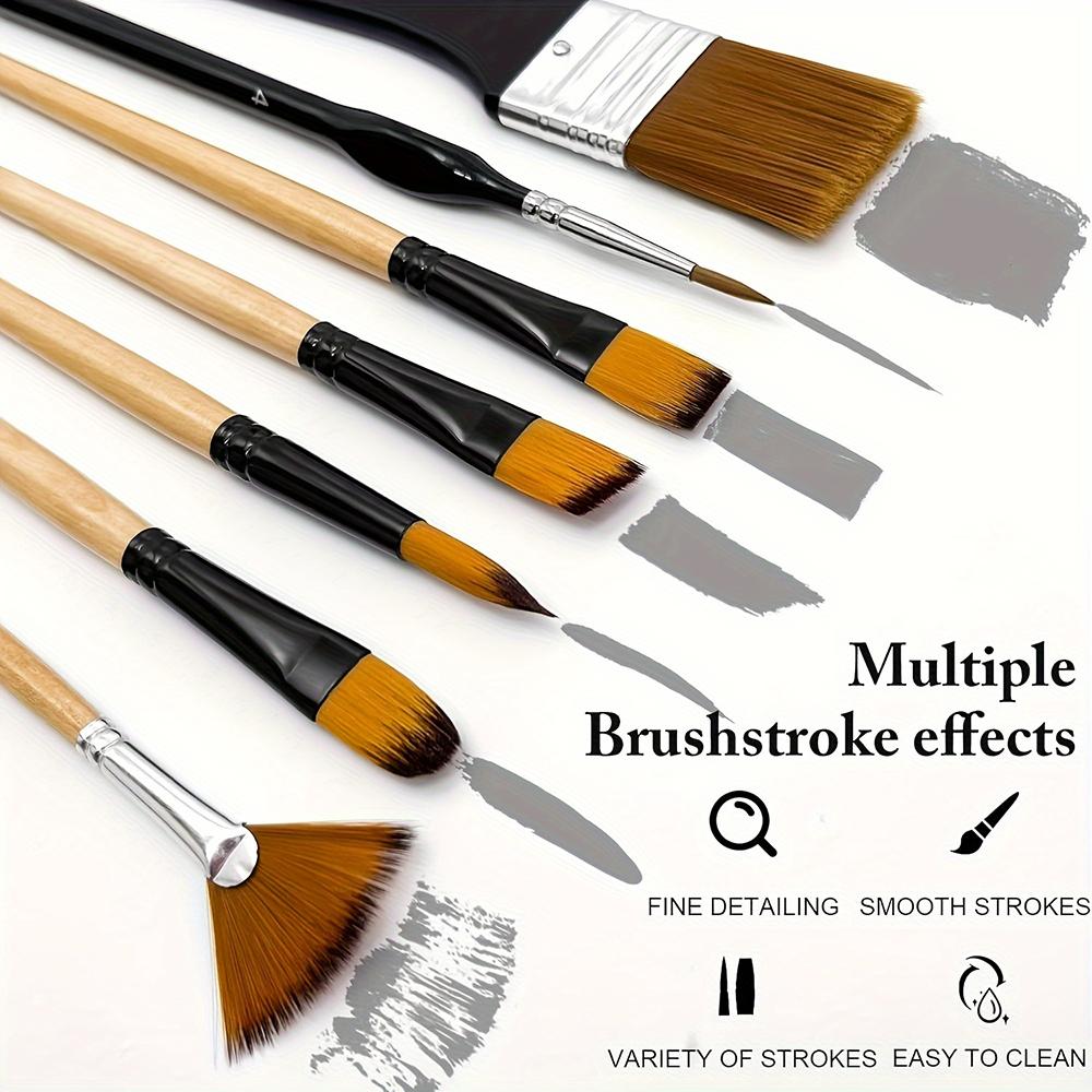 32pcs Paint Brush Set, Artist Series, Nylon Bristles with Round, Filbert, Flat, Fan, Angle, Detail Brush, Suitable for Painting