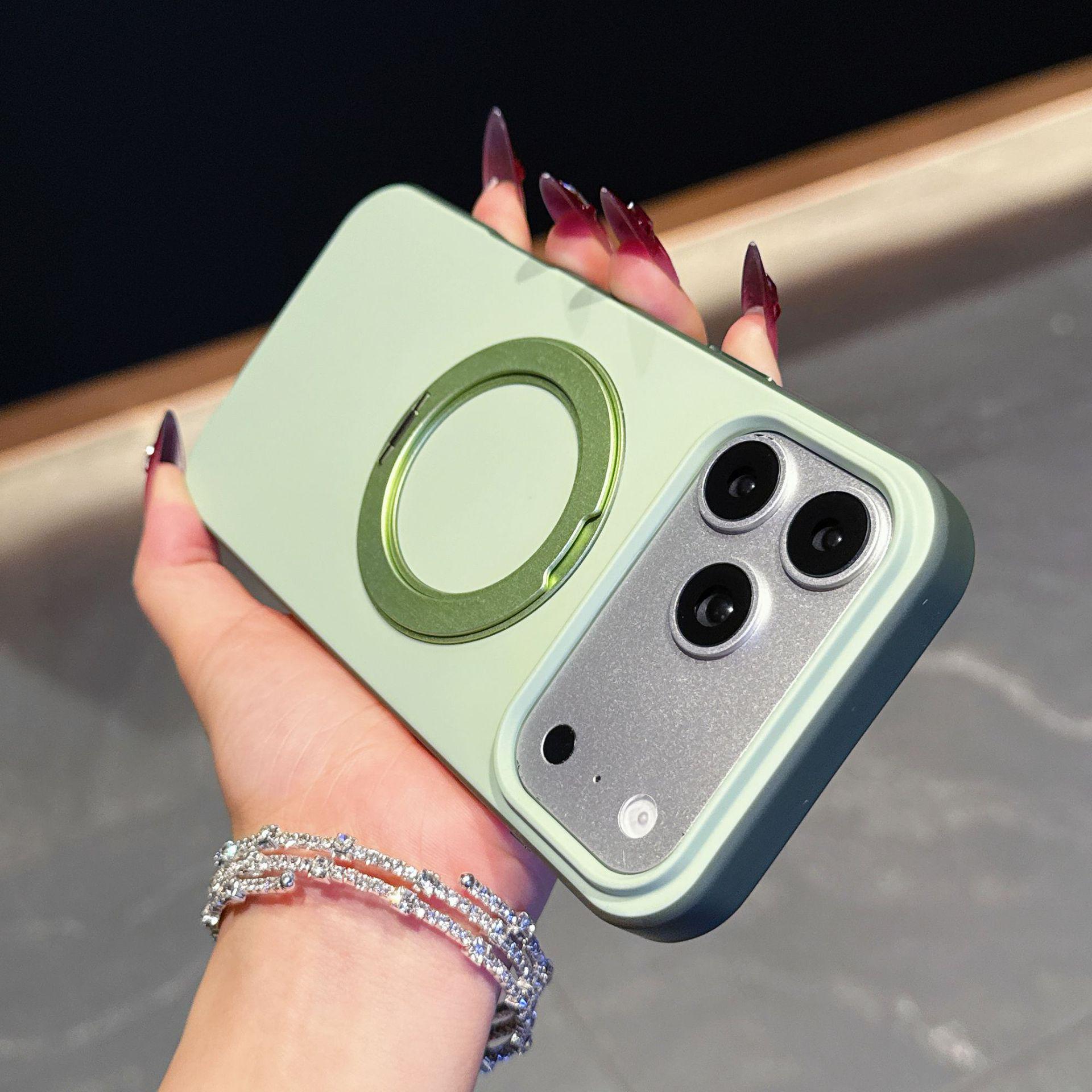

Dual-Color Skin-Feel Rotary Damping Phone Case with Apple 16 Bracket and Large Hole for iPhone 17 Pro Max Compatible with iPhone 14/13