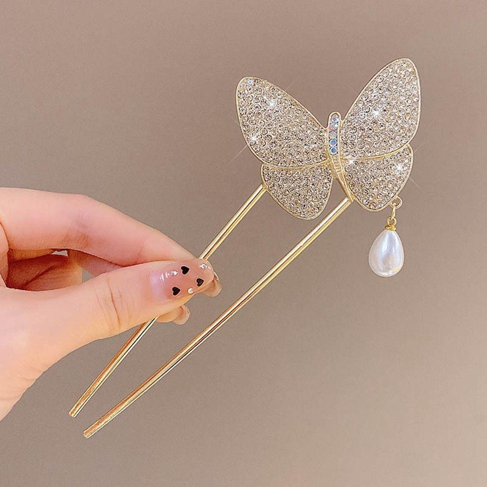 Headdress Pearl Hairpin U-shaped U-shaped Hairpin New Pearl Pendant HairClip  Women Girl