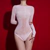 5D Ultra-thin Oily and Shiny Perspective Long-sleeved Swimsuit, Sexy and Tempting, Tight-fitting, Fully Transparent Open Crotch, Free Sex Stockings