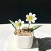 Miniature Glass Flower Figurine Hand Blown Mini Flower Bouquet in Pot Collectible Blooming Flower Ornament for Home Indoor Table Decor