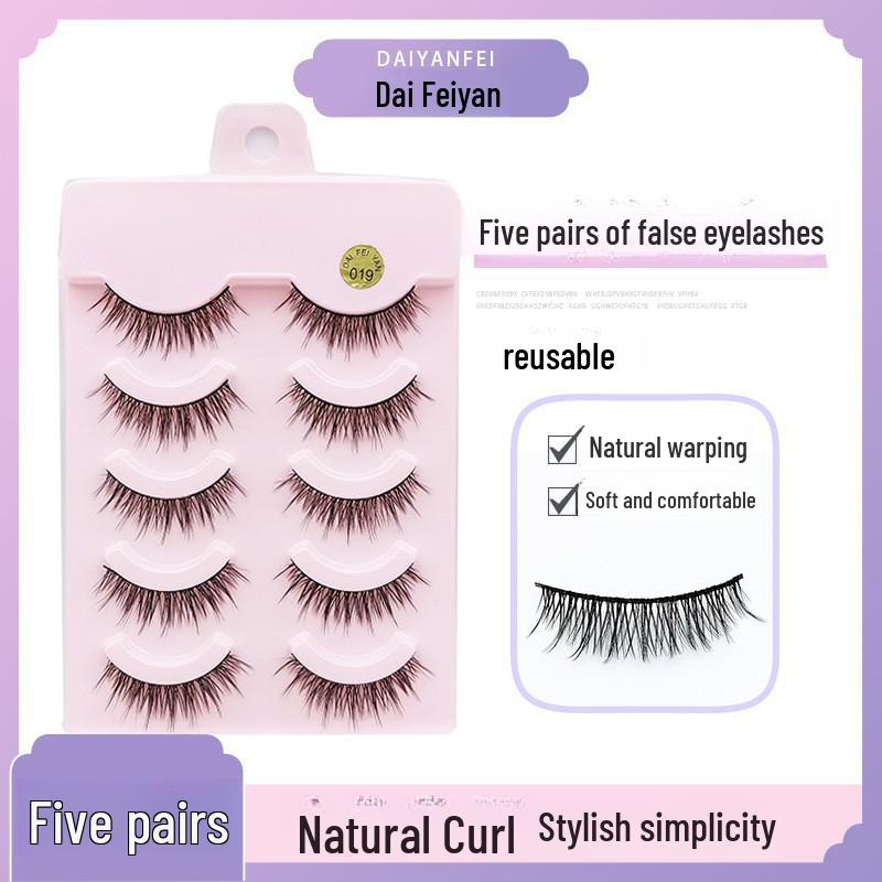 Cartoon Barbie Beginner False Eyelashes - Natural Thick 5 Pairs