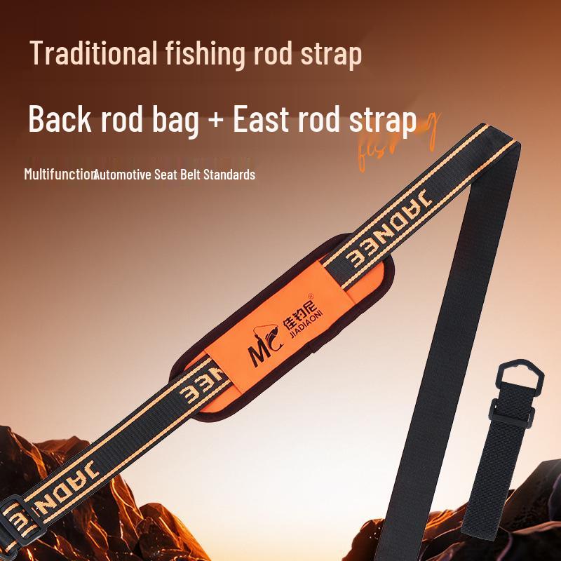 JiaDiaoNi Upgraded Fishing Rod Shoulder Strap with Thickened Pad and Bundling Strap