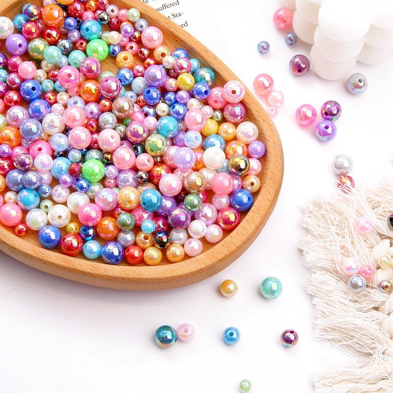 6/8/10mmABS Imitation Pearl AB Color Round Beads DIY Handmade Beaded Loose Bead Material Hair Accessories