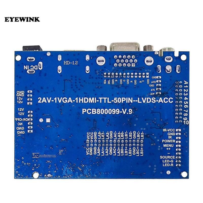 Πλακέτα Ελεγκτή Οθόνης LCD TTL LVDS HDMI VGA 2AV 50PIN για AT070TN90 92 94 Υποστήριξη Αυτόματης VS-TY2662-V1
