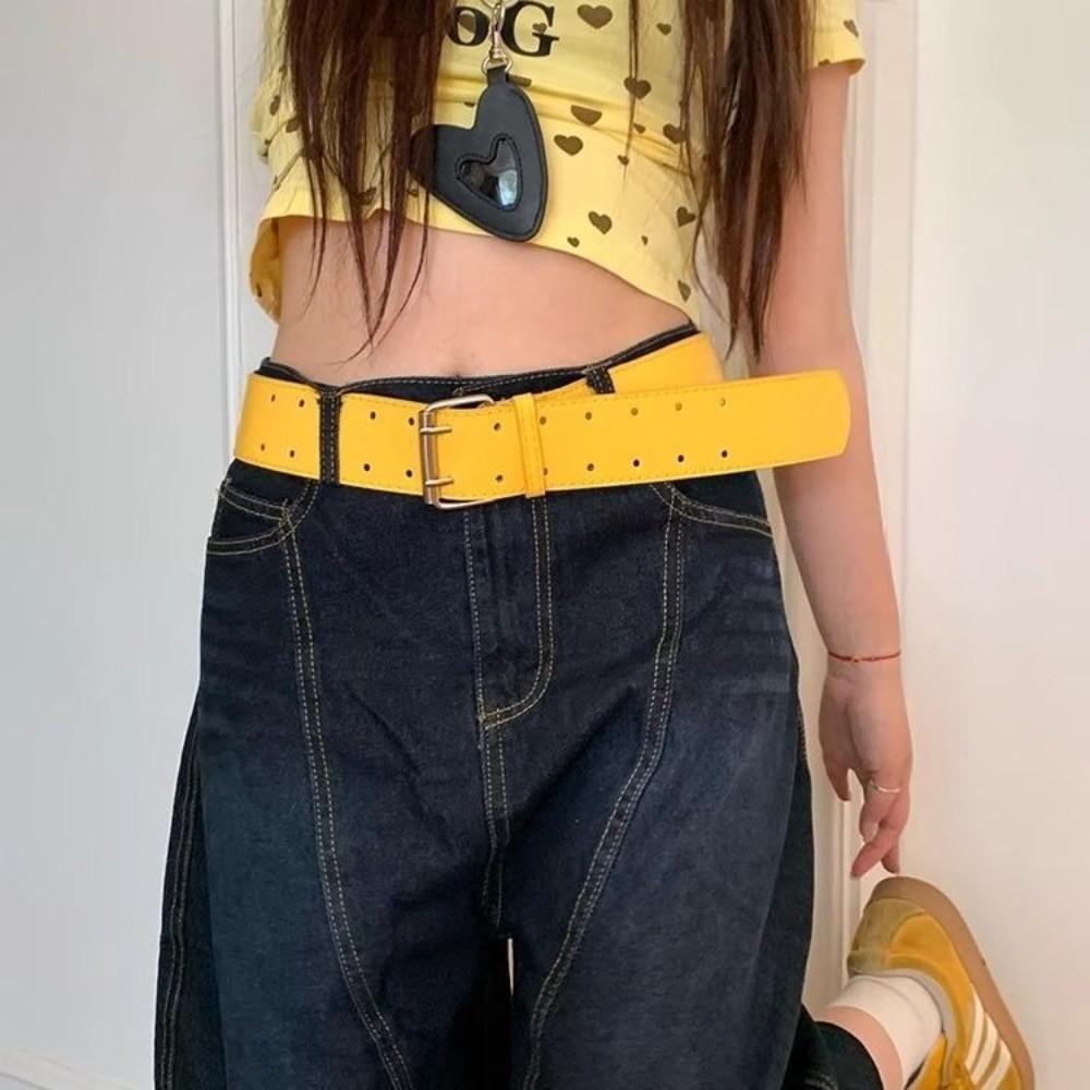 Double-Breasted Wide Waist Belt Versatile Dress Jeans Belt American Women's Belt  Waist Accessories