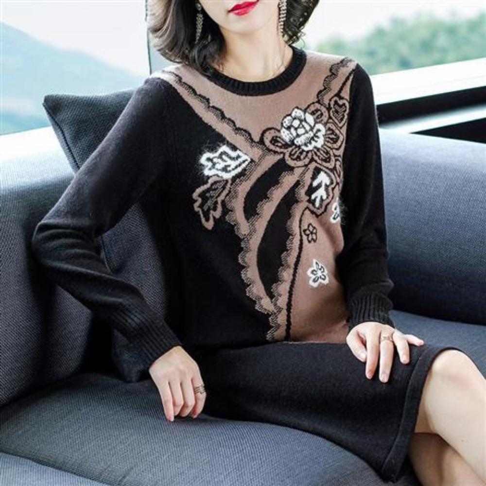 Knitted Dress New Autumn and Winter Bottoming Shirt Medium and Long Sweater Skirt