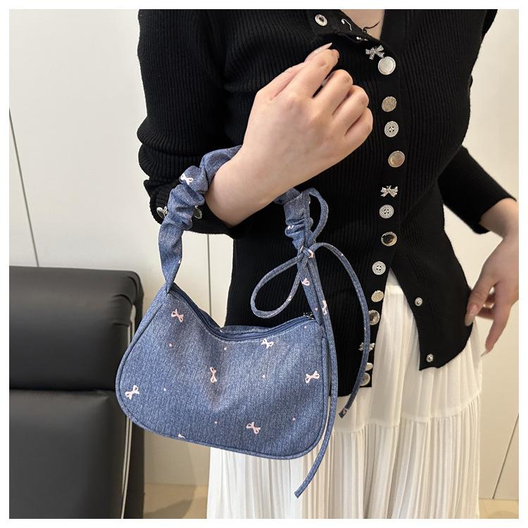 Sweet Japanese Style Cotton Crescent Bag Fashionable Women's Shoulder Handbag Casual Tote KTB