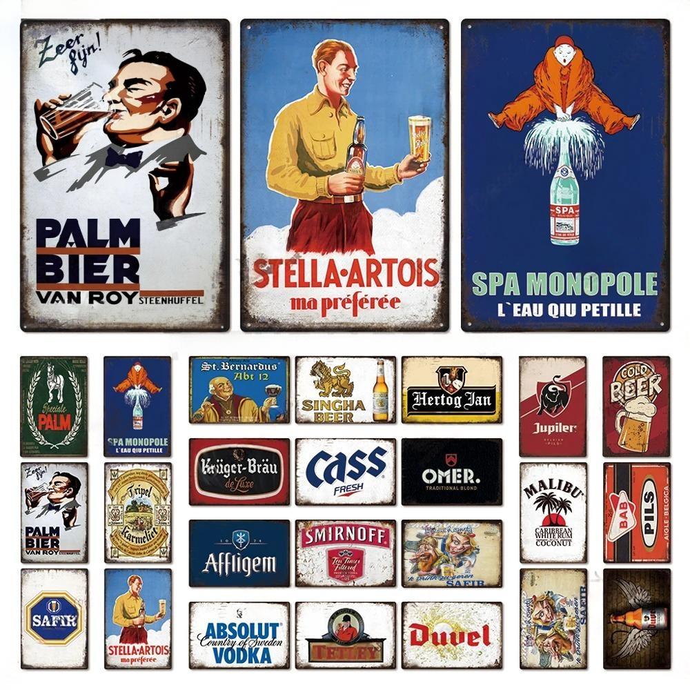 FJ Vintage Kovové Plechové Značky Dekor Pivo Plaketa Retro Plakáty Nástěnná Dekorace Talíř pro Bar Pub Restauraci